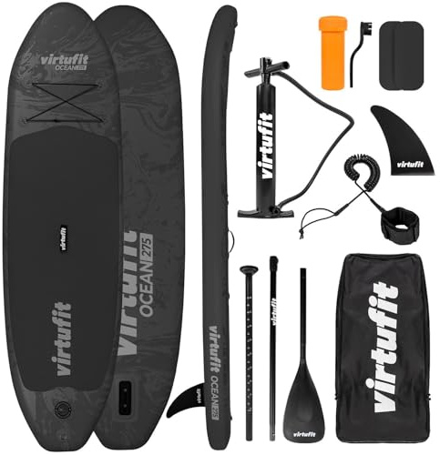 VirtuFit Stand Up Paddle Board Set – Aufblasbares SUP Board mit Paddel, Rucksack und Zubehör für Freizeit, Touring und Allround Paddling