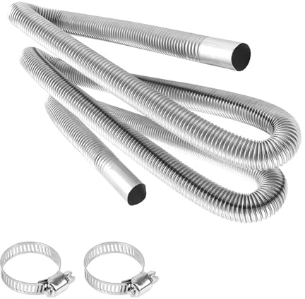 Auto Standheizung Abgasrohr,200cm Abgasschlauch,Flexibler Standheizung Auspuff,Edelstahl Dieselheizung Auspuffrohr,Auto Abgasschlauch für Stromerzeuger mit 2 Rohr Klemme für Diesel Heizung (2M)