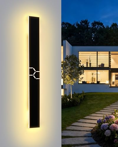 LED Wandleuchte Aussen Lange Wandlampe 3000K IP65 Aluminium, 60CM/20W | Aussenlampe Wand mit Acrylschirm, Stabiler LED-Treiber, Energieeffizient, Modern Außenleuchte für Terrasse, Balkon, Hauswand