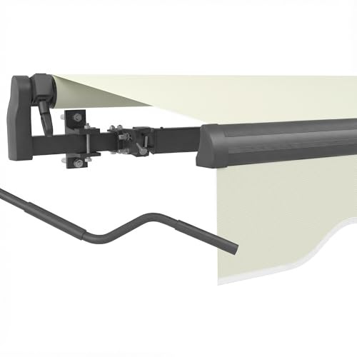 paramondo Gelenkarmmarkise Basic 2000 Markise Sonnenschutz Sichtschutz für Balkon & Terrasse, Vollständig zusammengebaut, 350 x 250 cm (Breite x Ausfall), Gestell: anthrazit/Stoff: Uni, Creme-weiß