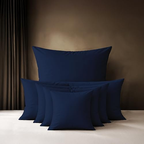 Lavea® 2er Set Kissenbezug 40x40 cm - Navy | 100% Baumwolle – Flauschige Kissenhülle mit Reißverschluss, weiche Kopfkissenbezüge, OEKO-TEX® zertifiziert, Serie Jasmin