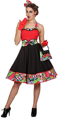 Wilbers Damen Kostüm Pop Art 50er Jahre Kleid Karneval Fasching Gr.44