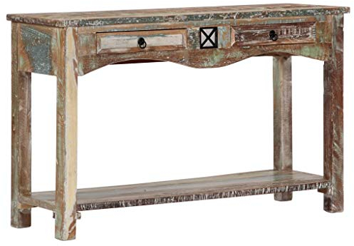 Festnight Konsolentisch mit 2 Schubladen und Ablagefläche Beistelltisch Flurtisch 120 x 40 x 75 cm Recyceltes Massivholz