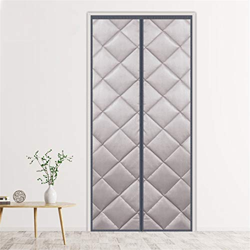 LIVEINU Wärmeschutzvorhang Magnet Thermo Türvorhang Isolier Schutz Panel-Isolierung Thermovorhang Verdunklungsgardine Wasserdicht Winddicht Geräuschisolierung für Balkontür 110x200cm PU Leder Grau