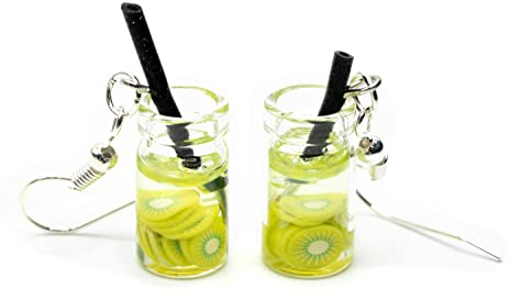 Miniblings Gin Tonic Cocktail Mojito Ohrringe Hänger Party Longdrink Grün - Handmade Modeschmuck I Ohrhänger Ohrschmuck versilbert