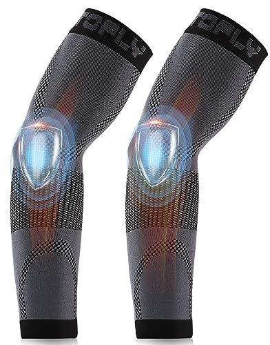 Compression Arm Sleeve, 1 Pair for Unisex, 20-30mmHg Graduated Compression Elbow Sleeve for Recovery, Pain Relief, Supports Muscles & Joints, Tennis Elbow & Golfers Brace, Edema, Swellin, Black S