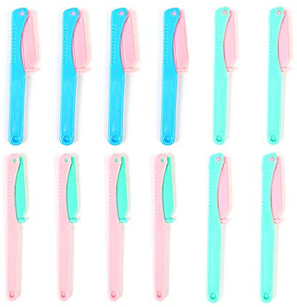 12 StückTragbare Augenbraue Rasierer, Faltbare Augenbrauen Rasierer, Augenbrauen Trimmer Gesichts Haarentferner für Frauen und Männer, (zufällige Farbe)