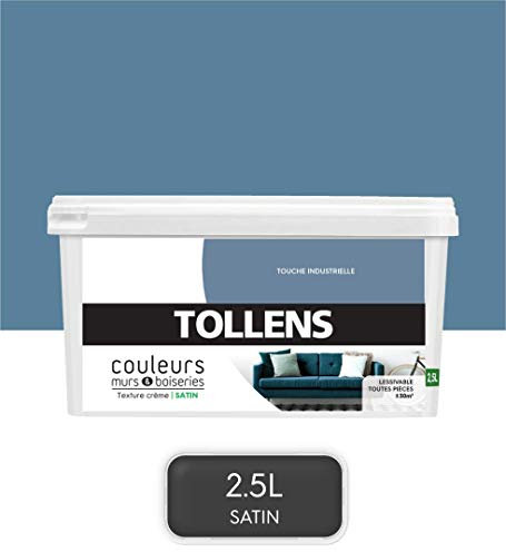 Tollens - Peinture Couleurs - Murs et Boiseries - Toutes pièces - Ultra résistante - Satin - Touche Industrielle - 2,5L = 30m2
