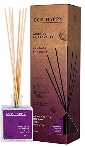 ECO HAPPY Ambientador Mikado Aires de la Provenza con Fragancia a Lavanda. 95 ml. Fragancia Relajante. para Hogar, Oficina o Negocio.