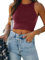 REORIA Damen Ärmellos Racerback Rundhals Tank Top Weinrot M