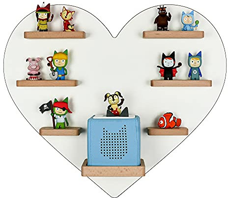 MR TEDDY BEAR Kinderregal Herz | Holzregal für die Toniebox und Tonies | Tonie-Regal hergestellt in der EU | Wandregal zum Spielen und Sammeln | Für Mädchen und Jungen | Weiß