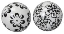 RiloStore 4er Set Schwimmkugeln schwarz Weiss BLÜTEN 4cm Deko Kugeln Teichkugeln Dekokugeln Gartenkugeln Blumen