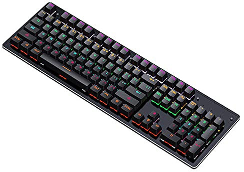 LJFLI Gaming Keyboard Mechanical Wired E-sports game green axis Office computer keyboard,Black