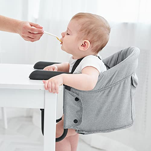 PandaEar Baby Tischsitz Faltbar Babysitz für Esstisch| Faltbar Hochstuhl Sitzerhöhung Tragbar für Hause und Unterwegs mit Transporttasche, Sicherheitsgurt, Rutschfestem Clip (6 bis 36 Monate,15 KG)