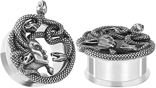 Huacan Tunnel 8mm 10mm 12mm 14mm 16mm Set Flesh Silber Tunnels Ohren Plug Edelstahl Klassisch Drache Schlange Frauen Mann Double Single Flared Frau Männer Plugs Expander Damen Herren 1 Paar