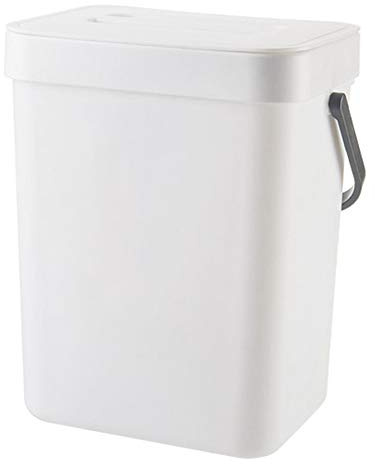 Ctzrzyt Poubelle à compost de cuisine de 5 litres avec couvercle sous l'évier, petite et , pour salle de bain, blanc