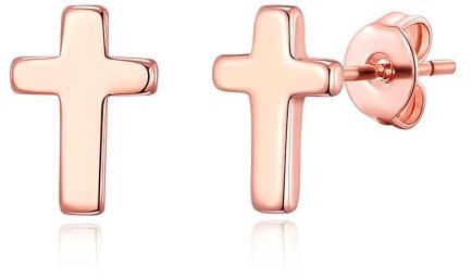 Philip Jones Rose Gold Plated Cross Stud Earrings