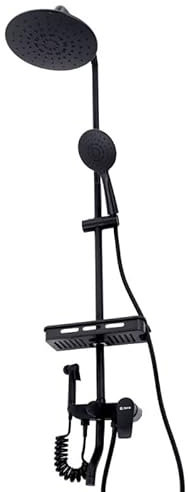 Conjunto Ducha Latón/Zinc - Acero Inoxidable- ABS, Negro, Agua Caliente-Fría, Monomando [QLI-FA-3002] | Greenice