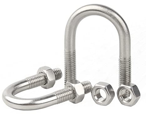 BOUACOUA Pernos en U de Acero Inoxidable 304 U Pernos Redondos Pernos en Forma de U Tornillos en U con Tuercas para Tuberías M6x27mm (5 Piezas)