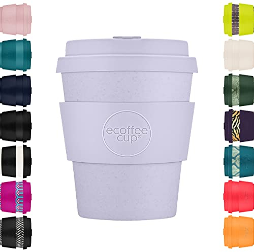 Ecoffee Cup 8oz 240ml Reusable Eco-Friendly 100% Plant Based Coffee Cup with Silicone Lid & Sleeve - Melamine Free & Biodegradable Dishwasher/Microwave Safe Travel Mug, Glittertind