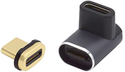 chenyang CY USB C Adaptador de enchufe magnético, USB4 tipo C macho a hembra, ángulo de 90 grados, 100 W, datos de potencia, adaptador de vídeo 8 K, 40 Gbps