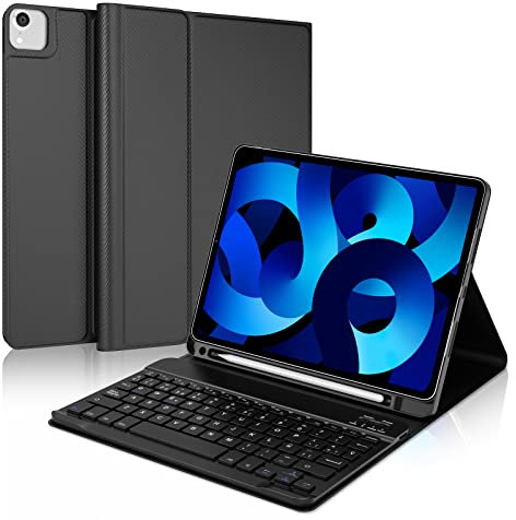 IVEOPPE Teclado iPad Air 5 Generación 2022, Teclado iPad Air 4 Generación 2020, Teclado iPad Pro 11 4/3/2/1 Gen,Funda Teclado Español Ñ Bluetooth Desmontable para iPad Air 5/4 10.9“/Pro 11 11, Negro