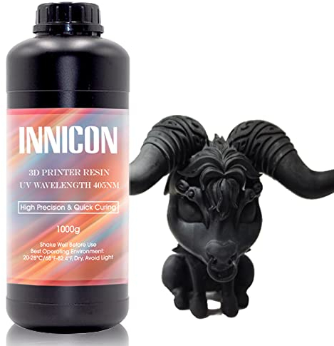 INNICON Conjure Starres Harz für 3D-Drucker, 405nm Rapid Resin für LCD DLP 3D-Druck Harz Hochpräzise Standard Photopolymer UV-Härtung Flüssigharz Schwarz