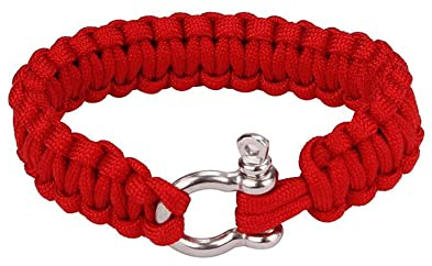 SagaSave Braccialetto di sopravvivenza in paracord all'aperto con fibbia regolabile per viaggi, campeggio e escursionismo, 20-25 cm, Acciaio inossidabile