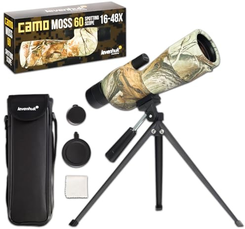 Levenhuk Camo Moss 60 Spektiv mit Stativ, 16–48x Zoom, Tarn-Design | FMC-Vergütete BK-7 Glasoptik, Robustes ABS-Gehäuse, Ideal für Jagd, Bogenschießen, Schießsport, Vogelbeobachtung & Camping