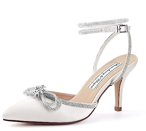 Duosheng & Elegant HC2302 - Scarpe da Donna con Tacco Alto, Sexy, Chiuse, per Feste, da Sera, da Sposa, Avorio, 40 EU