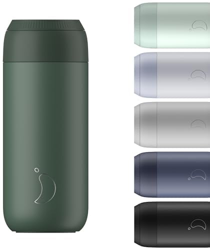 Chilly's Series 2 Coffee Cup - Tight Seal, No Sweating - BPA-Free Stainless Steel - Reusable - Double Walled, Vacuum Insulated - Pine Green, 500ml