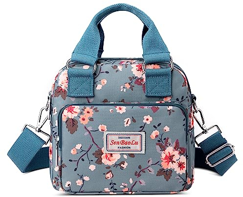 FORRICA Handtaschen Damen Umhängetasche mit Blumenmotiv Crossbody Bag Wasserdicht Nylon Frauen Schultertasche Lässige Damentasche für Shopper Reise Blume J