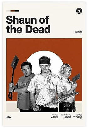 Modernes Retro-Film-Poster Shaun of The Dead auf Leinwand, Wandkunst, Dekor, Bild, Gemälde für Wohnzimmer, Schlafzimmer, Dekoration, ungerahmt, 30 x 45 cm
