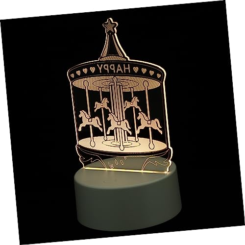 DOITOOL 1stk 3d-nachtlicht Weihnachtsnachtlicht Weihnachtstischlampe Weihnachtsnachttischlicht 3d-led-lampe Weihnachtsillusionslicht Led-tischleuchte Visuelle 3d-lampe Ohne Acryl Karussell