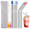 WK IEASON Stainless Universal Straws Set(7pc), 8.5” Eco-Friendly Reusable Drinking Straws Food Grade Stainless Steel Straws with Silicone Tips for Smoothie and Hot&Cold Drinks
