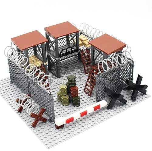 Militare Scena Costruire Blocchi Con Filo Spinato Custom MOC Militare Carcere Recinzione Base Minifigure Soldati Armi Protezione Accessori Rete di Morsetto