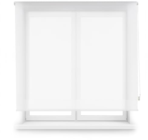 Blindecor Rollo Screen nach Maß, Weiß, 130 x 180 cm (Breite x Höhe), Stoffgröße 127 x 175 cm, Rollo für Fenster