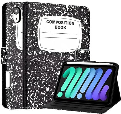 Case Compatible with iPad Mini 7 2024 (A17 Pro), iPad Mini 6 Case (8.3-Inch,2021 Model), iPad Mini 7th/6th Generation Case with Pencil Holder, Stand Smart Case with Soft TPU Back, Notebook