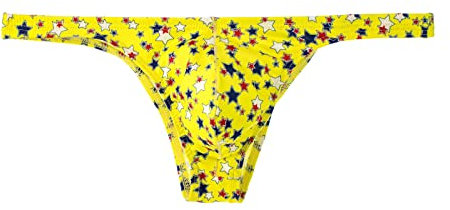 Slip sexy pour homme - String en coton - Style rétro - Hipster - Sous-vêtements pour homme - Doux et respirant, jaune, S