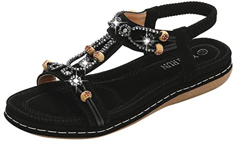 LKRSEEF Confort Plage Spartiates Antidérapantes Femme Petit Talon Bout Ouvert Corde Amovibles Sandalette Entre Doigts Femme Randonnée Confortables Sandales Et Nu-Pieds Femme X02 Noir,39