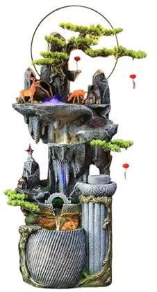 Gartenbrunnen Steingarten-Wasserbrunnen-Dekoration, Outdoor-Brunnen-Dekoration, Bodenbrunnen-Dekoration Askadierendem Springbrunnen (Size : L)