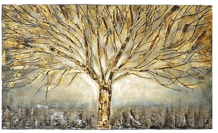 HNKDKJ Stampa su tela con albero della vita dorato, quadri astratti, quadri moderni da parete incorniciati per la decorazione del soggiorno, 30x45 cm/12x18 pollici, cornice interna