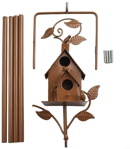 YUANGANG Metal Bird House Stake Birdhouse Garden Stakes Abstract And Traditional Style Birdhouse Garden Stakes(D)