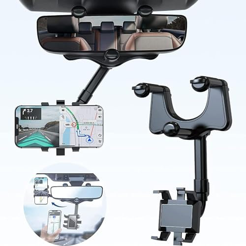 Supporto per Telefono per Auto,Supporto Porta Reggi Pinza da Specchietto Retrovisore da Auto Macchina per Cellulare Smartphone, Adatto per Smartphone da 3 a 7 Pollici