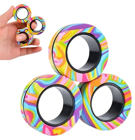 RDNKVB Anti-Stress Fidget Toys,Magnetische Ringe Fidget Toys,Magische Fingerring Spielzeug Sets,Fidget Magnet Ringe Pack Tolles Geschenk für Erwachsene Teenager Kinder
