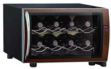 Suuim Enfriador de Vino termoeléctrico pequeño -8 Botellas Encimera eléctrica Enfriador de Vino Refrigerador Enfriador de Bebidas Bodega Refrigerador Pantalla táctil Digital Bandeja