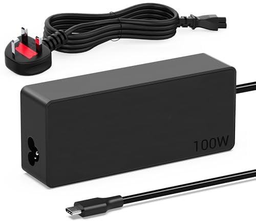 100W USB C Laptop Charger Power Adapter for Mac Book Pro/Air, Lenovo ThinkPad, Dell XPS, HP Chromebook X360, Huawei,Samsung ASUS Chromebook and all device with usb c port-UK Cord Cable
