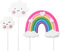 Rainbow Happy Birthday Cake Topper, 3Pcs Pink Birthday Toppers Cute Small Rainbow Cake Decorations for Girls Boys Birthday Baby Shower Party Wedding Supplies