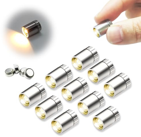 10 luci LED in miniatura per artigianato/fai da te, luci in miniatura alimentate a batteria per casa delle bambole/blocchi di costruzione giocattolo (Bianco caldo)