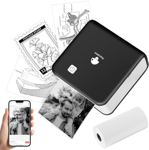 Phomemo M02 Pro Aufkleber Drucker, Mini Drucker für Smartphone 300 DPI Thermodrucker Etikettendrucker für iOS und Android, ideal für Studium, Scrapbooking, Bilder, Geschenke-Schwarz
